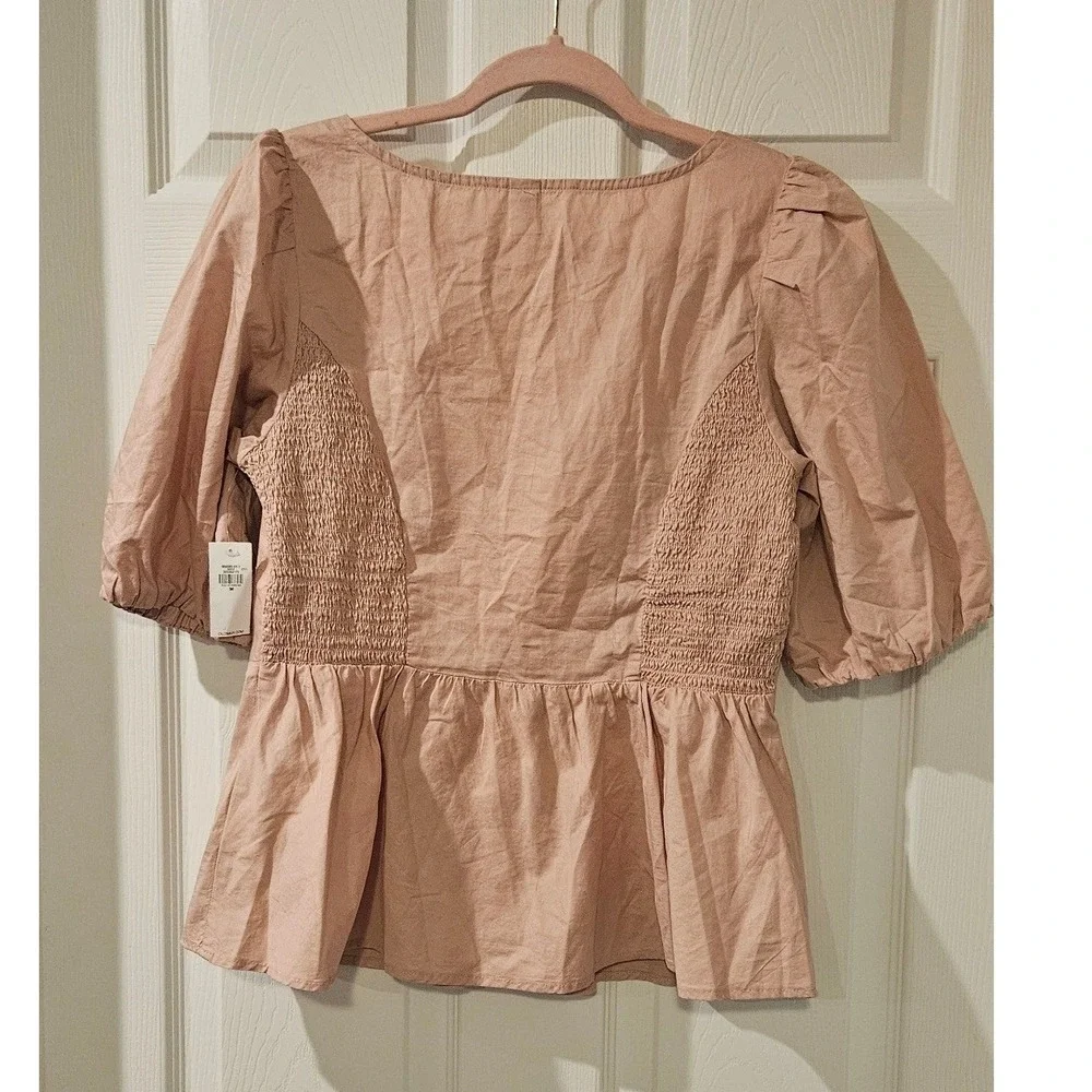 Old Navy Twist Front Peplum‎ Top Medium NWT Puff Sleeve Cottagecore Blouse